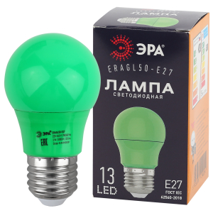 Лампочка светодиодная ЭРА STD ERAGL50-E27 E27 / Е27 3Вт груша зеленый для белт-лайт