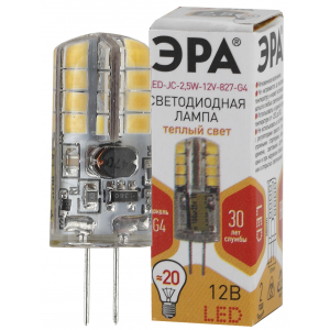 Лампочка светодиодная ЭРА STD LED JC-2,5W-12V-827-G4 G4 2,5Вт капсула теплый белый свет