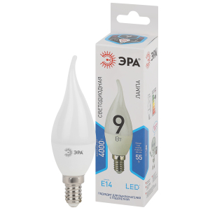 Лампочка светодиодная ЭРА STD LED BXS-9W-840-E14 E14 / Е14 9Вт свеча на ветру нейтральный белый свет