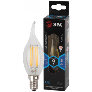 Лампочка светодиодная ЭРА F-LED BXS-9W-840-E14 Е14 / Е14 9Вт филамент свеча на ветру нейтральный белый свет