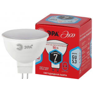Лампочка светодиодная ЭРА RED LINE ECO LED MR16-7W-840-GU5.3 GU5.3 7Вт софит нейтральный белый свет
