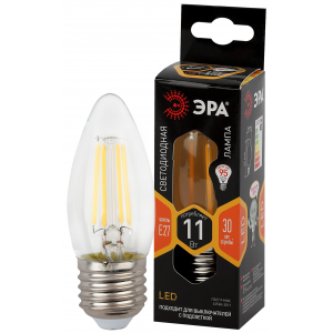 Лампочка светодиодная ЭРА F-LED B35-11W-827-E27 Е27 / Е27 11Вт филамент свеча теплый белый свет