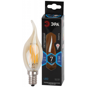 Лампочка светодиодная ЭРА F-LED BXS-7W-840-E14 gold Е14 / Е14 7Вт филамент свеча на ветру золотистая нейтральный свет