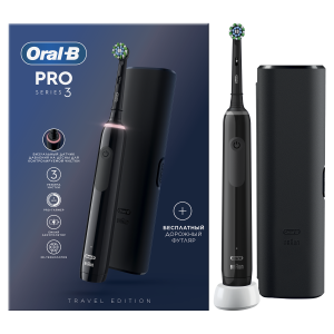 Электрическая зубная щетка ORAL-B Pro 3 (3500)/D505.513.3X Черная 3 режима с футляром тип 3772