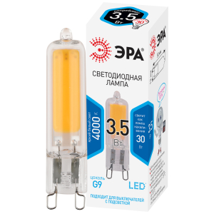 Лампочка светодиодная ЭРА STD LED JCD-3,5W-GL-840-G9 G9 3,5Вт капсула нейтральный белый свет