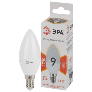Лампочка светодиодная ЭРА STD LED B35-9W-827-E14 E14 / Е14 9Вт свеча теплый белый свет