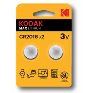 Батарейки Kodak CR2016-2BL MAX Lithium (60/240/43200)