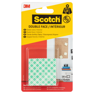 Scotch 4462-ST16 Клейкие Монтажные Квадраты Для Внутренних Работ, 25мм х 25мм, 16шт (8/2128)