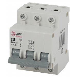 Автоматический выключатель ЭРА SIMPLE SIMPLE-mod-25 3P 40А (C) 4,5кА ВА 47-29