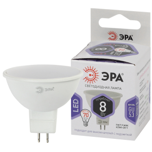 Лампочка светодиодная ЭРА STD LED MR16-8W-860-GU5.3 GU5.3 8Вт софит холодный дневной свет