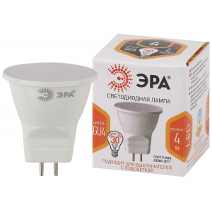 Лампочка светодиодная ЭРА STD LED MR11-4W-827-GU4 GU4 4Вт софит теплый белый свет