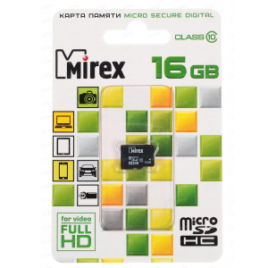 Mirex Micro SDHC 16 Gb Class 10 без адаптера (25/7500)