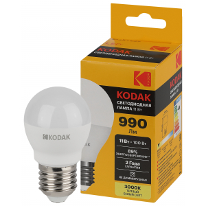 Лампочка светодиодная Kodak LED KODAK P45-11W-830-E27 E27 / Е27 11Вт шар теплый белый свет