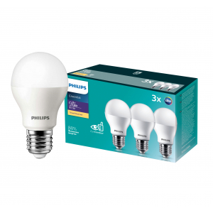 Лампочки светодиодные Philips ESS LEDBulb А55 9Вт 3000К Е27 / E27 груша матовая теплый белый свет набор 3 штуки