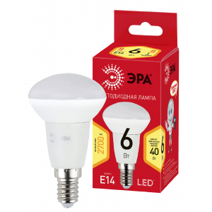 Лампочка светодиодная ЭРА RED LINE ECO LED R50-6W-827-E14 Е14 / Е14 6Вт рефлектор теплый белый свет