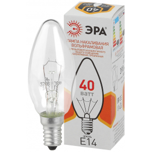 Лампочка ЭРА B36 40Вт Е14 / E14 230В свечка прозрачная цветная упаковка