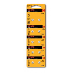 Батарейки Kodak AG1 (364) LR621 LR60 [KAG1-10] MAX Button Cell (100/1000/98000)