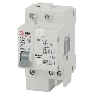 Автоматический выключатель дифференциального тока ЭРА SIMPLE SIMPLE-mod-32 1P+N 32А 30мА тип АС х-ка