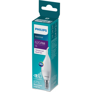 Лампочка светодиодная Philips ESS LEDCandle BA35 6Вт 4000K Е14 / E14 свеча на ветру матовая нейтральный белый свет