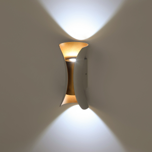 Декоративная подсветка ЭРА WL42 WH+GD светодиодная 10Вт 3500К белый/золото IP54 для интерьера, фасадов зданий