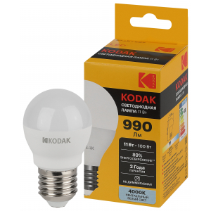 Лампочка светодиодная Kodak LED KODAK P45-11W-840-E27 E27 / Е27 11Вт шар нейтральный белый свет
