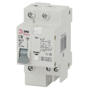 Автоматический выключатель дифференциального тока ЭРА SIMPLE SIMPLE-mod-28 1P+N 10А 30мА тип АС х-ка