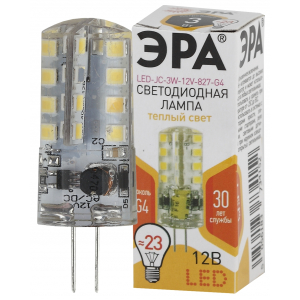 Лампочка светодиодная ЭРА STD LED JC-3W-12V-827-G4 G4 3Вт капсула теплый белый свет