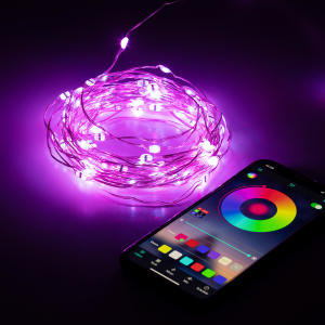 Светодиодная новогодняя гирлянда ЭРА ЕGNIG - PU нить с управлением через мобильное приложение 5м RGB 50LED