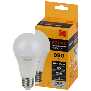 Лампочка светодиодная Kodak LED KODAK A60-11W-840-E27 E27 / Е27 11Вт груша нейтральный белый свет