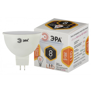 Лампочка светодиодная ЭРА STD LED MR16-8W-827-GU5.3 GU 5.3 8 Вт софит теплый белый свет