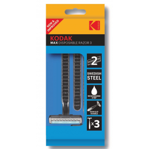 Одноразовые станки для бритья Kodak Disposable Razor Max 2 мужские синий 3 шт. 2 лезвия (144/576/13824)