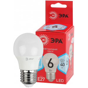 Лампочка светодиодная ЭРА RED LINE ECO LED P45-6W-840-E27 E27 / Е27 6Вт шар нейтральный белый свет