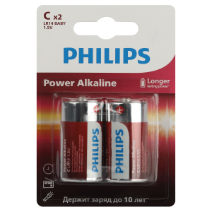 Батарейки Philips LR14P2B/51  С  алкалиновые 2 шт. LR14-2BL Power (2/24/48/5760)