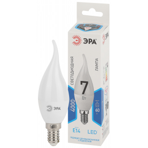 Лампочка светодиодная ЭРА STD LED BXS-7W-840-E14 E14 / Е14 7Вт свеча на ветру нейтральный белый свет