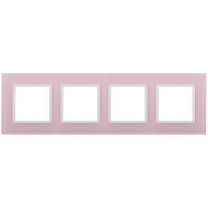 14-5104-30 ЭРА Рамка на 4 поста, стекло, Эра Elegance, розовый+бел (5/25/900)