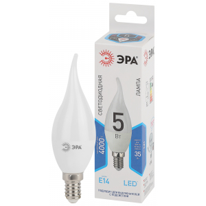 Лампочка светодиодная ЭРА STD LED BXS-5W-840-E14 E14 / Е14 5Вт свеча на ветру нейтральный белый свет