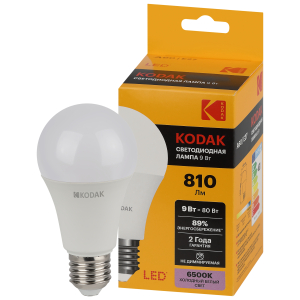 Лампочка светодиодная Kodak LED KODAK A60-9W-865-E27 E27 / Е27 9Вт груша холодный дневной свет