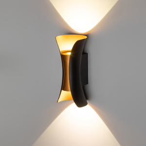 Декоративная подсветка ЭРА WL42 BK+GD светодиодная 10Вт 3500К черный/золото IP54 для интерьера, фасадов зданий