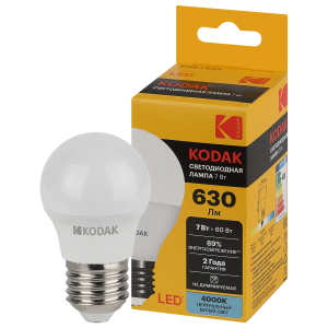 Лампочка светодиодная Kodak LED KODAK P45-7W-840-E27 E27 / Е27 7Вт шар нейтральный белый свет
