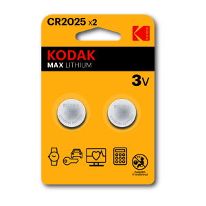 Батарейки Kodak CR2025-2BL MAX Lithium (60/240/43200)