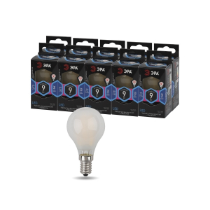 Лампочка светодиодная ЭРА F-LED P45-9W-840-E14 frost E14 / Е14 9Вт филамент шар матовый нейтральный белый свет
