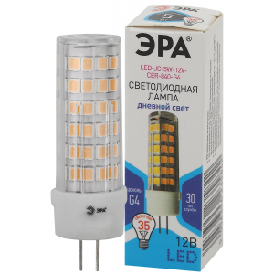 Лампочка светодиодная ЭРА STD LED JC-5W-12V-CER-840-G4 G4 5Вт керамика капсула нейтральный белый свет
