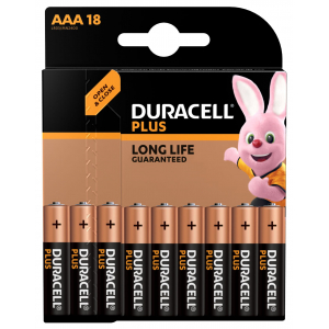 Батарейки Duracell 5014219 ААА алкалиновые 1,5v 18 шт. LR03-18BL PLUS (18/180/41760)