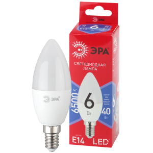Лампочка светодиодная ЭРА RED LINE LED B35-6W-865-E14 R Е14 / E14 6 Вт свеча холодный дневной свет