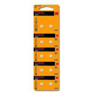 Батарейки Kodak AG7 (399) LR926, LR57 [KAG7-10] MAX Button Cell (100/1000/98000)