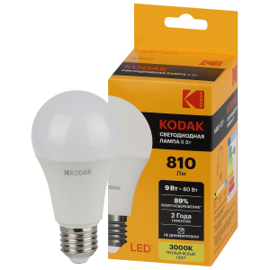 Лампочка светодиодная Kodak LED KODAK A60-9W-830-E27 E27 / Е27 9Вт груша теплый белый свет