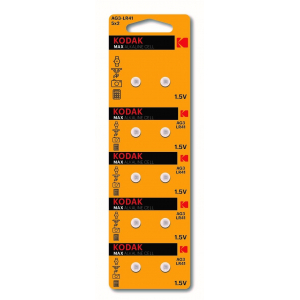 Батарейки Kodak AG3 (392) LR736, LR41 [KAG3-10] MAX Button Cell (100/1000/80000)