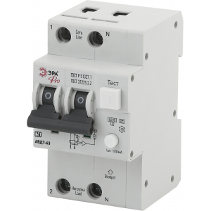Автоматический выключатель дифференциального тока ЭРА PRO NO-902-01 АВДТ 63 C50 100мА 1P+N тип A