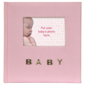 Innova Q9306337 Фотоальбом 100 фото 10*15 "Детский розовый с клетчатой льняной обложкой", кармашки (