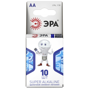 Батарейки ЭРА LR6-10BL компактный SUPER Alkaline (100/600/18000)